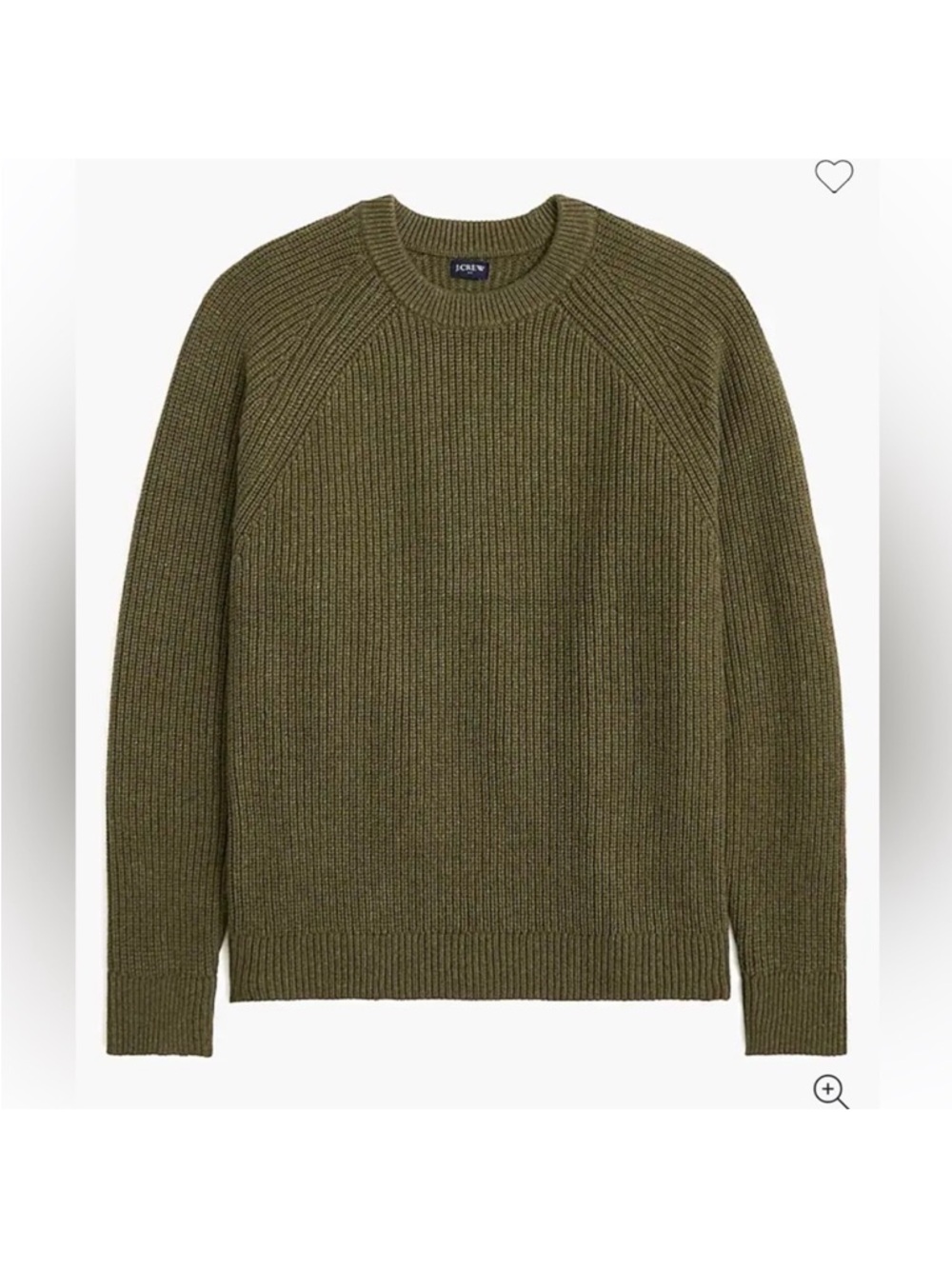 J crew Raglan shaker-stitch crewneck sweater Hthr Distressed Fatigue - Picture 2 of 4
